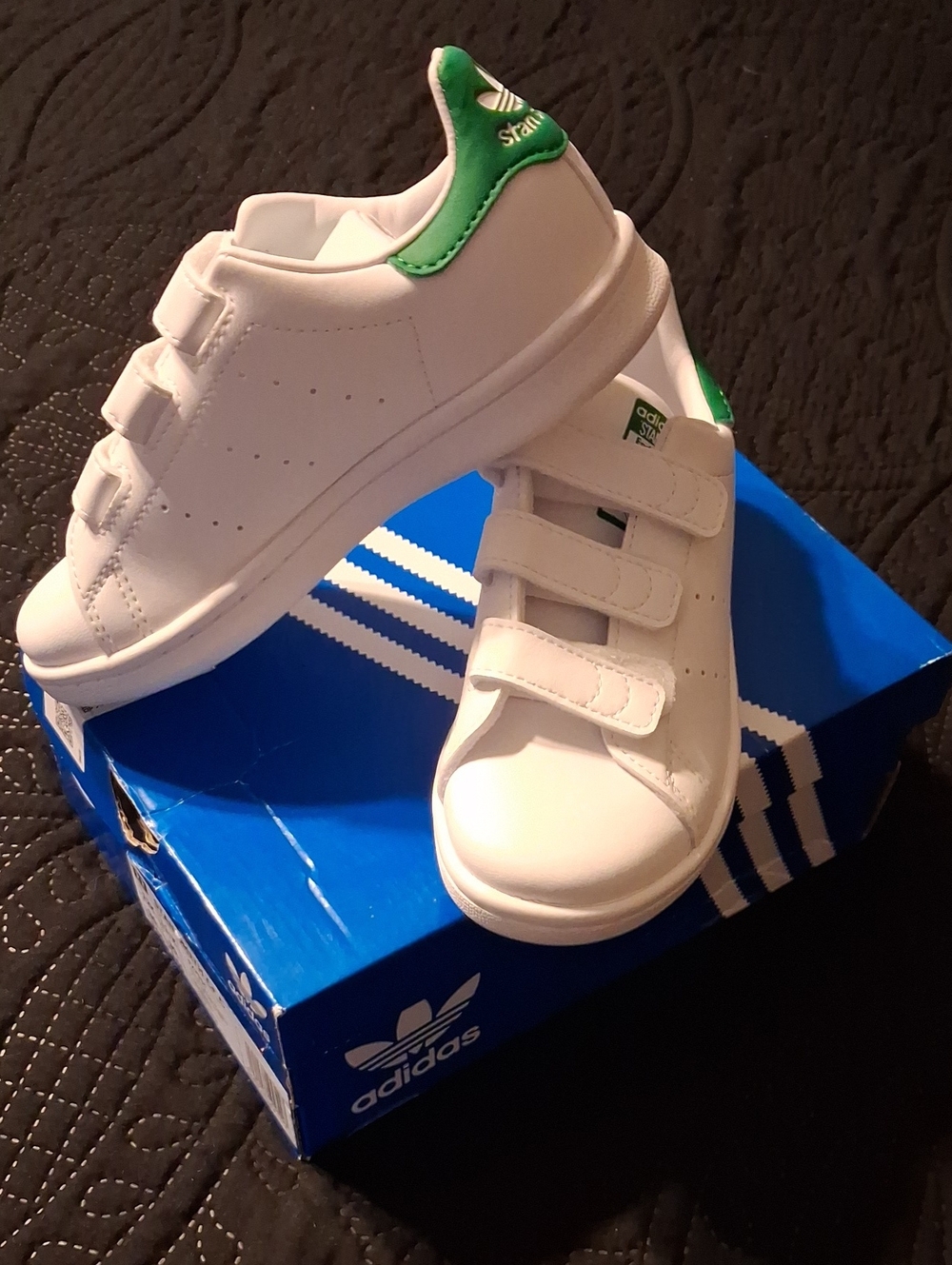 Adidas Kids Stan Smith CF C Sz 12K Velcro Strap White/Green New In Box